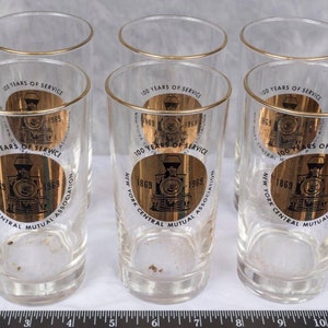Vintage Gold Rimmed New York Central Mutual Association Tumbler Lot of 6 (gtm25)
