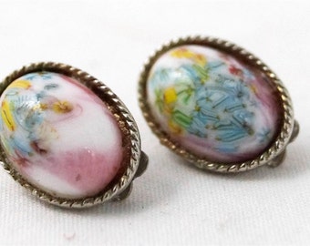 Vintage Wedding Cake Earrings Japanese Porcelain