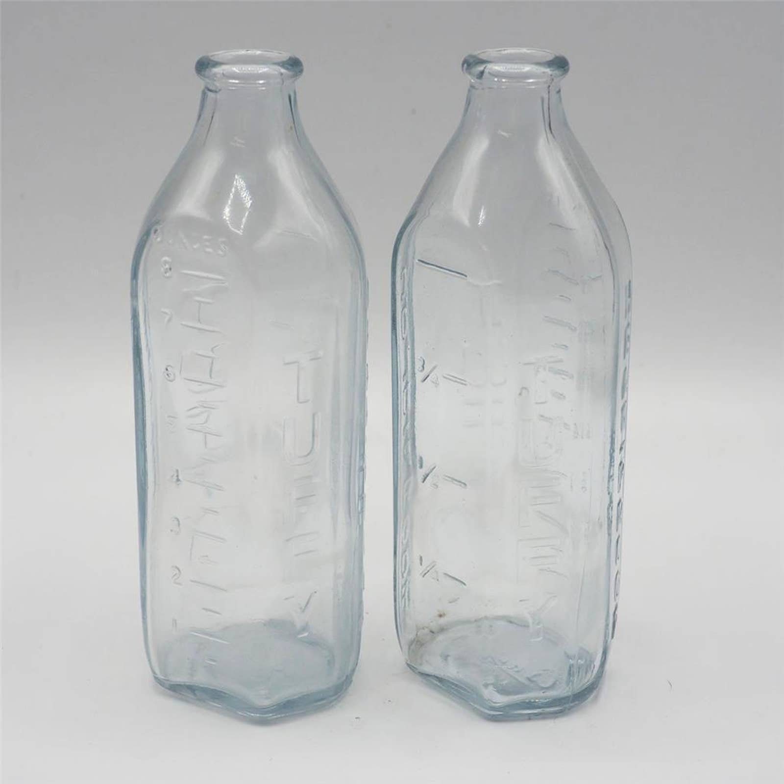Vintage Lot of 2 Tuffy Baby Glass Infant Nursing Bottle 8 Ounces 6 Sided