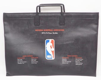 NBA Briefcase Attache Laptop Bag 1973-1974 Press Guides Faux Leather Black