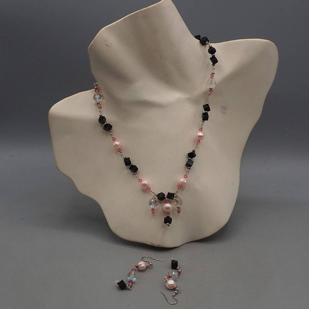 Handmade Sterling Silver Glass Bead Choker Necklace & Earring Set Etsy