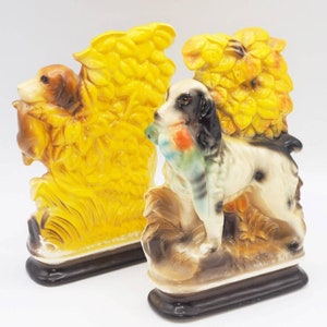 Pair of Hunting Dog Pheasant Bookends made in Japan