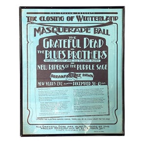 Grateful Dead 1978 NYE Winterland Concert Promotional Poster Framed