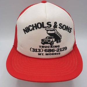 Mesh Snapback Trucker Farmer Hat Cap Nichols & Sons Trucking Mt. Morris Michigan