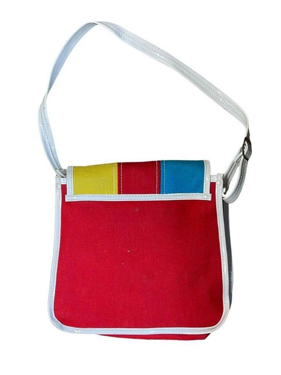Vintage Colorful Red Yellow Blue Vinyl Purse made… - image 2