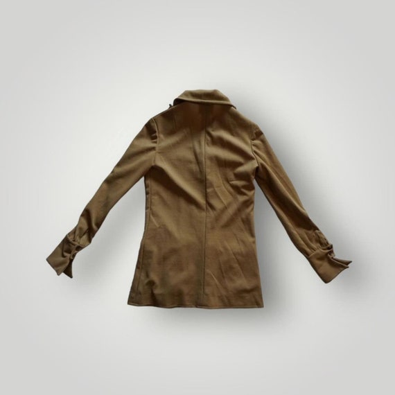 Tan Button Down Polyester 1960's 1970's Womens - image 3