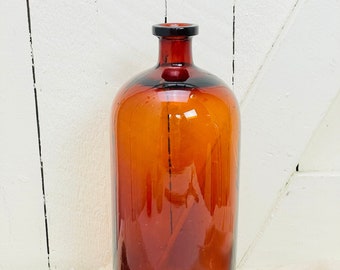 Brown vintage apothecary bottle (Large 13.25 inches tall)  | Vintage brown glass bottle | Old large brown glass bottle | Bottle decor