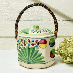 Vintage Japanische Keksdose mit Weidengriff