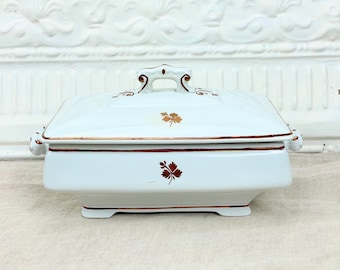 Antique English Ironstone Tureen: H. Burgess Burslem Covered Serving Dish