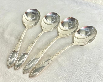 Antique silver plated soup spoons | Vintage soup spoons | vintage flateware | New England silverplate spoons