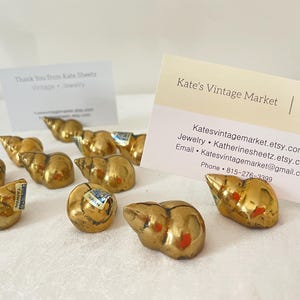 Vintage Brass Snail Card Holders: Wedding Table Name Cards (Set of 11)