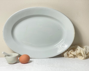 Antique White Ironstone Platter: English Stone China, 16.25&quot;