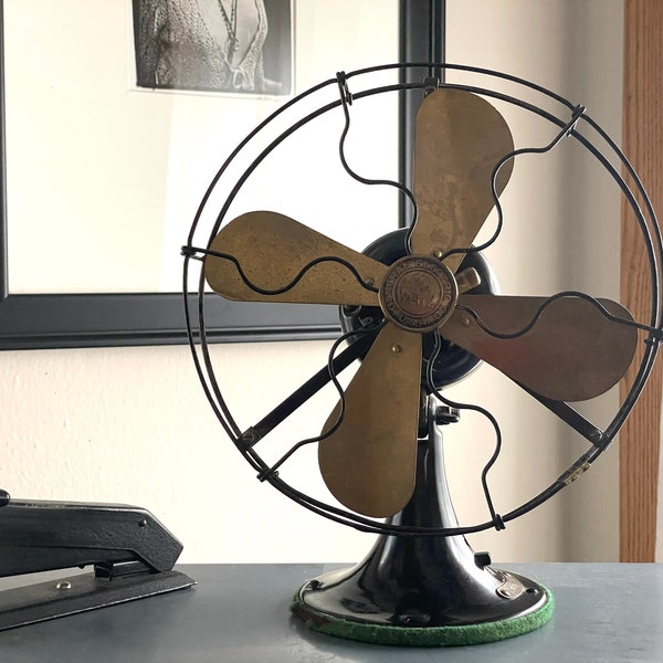 Antique oscillating fan |  Black GE Fan (12 inches tall) | Antique black Oscillating table top fan | Vintage fan | Farmhouse decor
