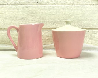Pink cream and sugar set | Vintage creamer and sugar | Pink kitchen ware at Kate's Vintage Market