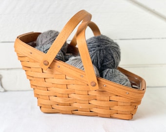 Angled Longaberger baskets | Vintage Longaburger baskets in great condition with liner | handwoven longaberger basket made in the USA