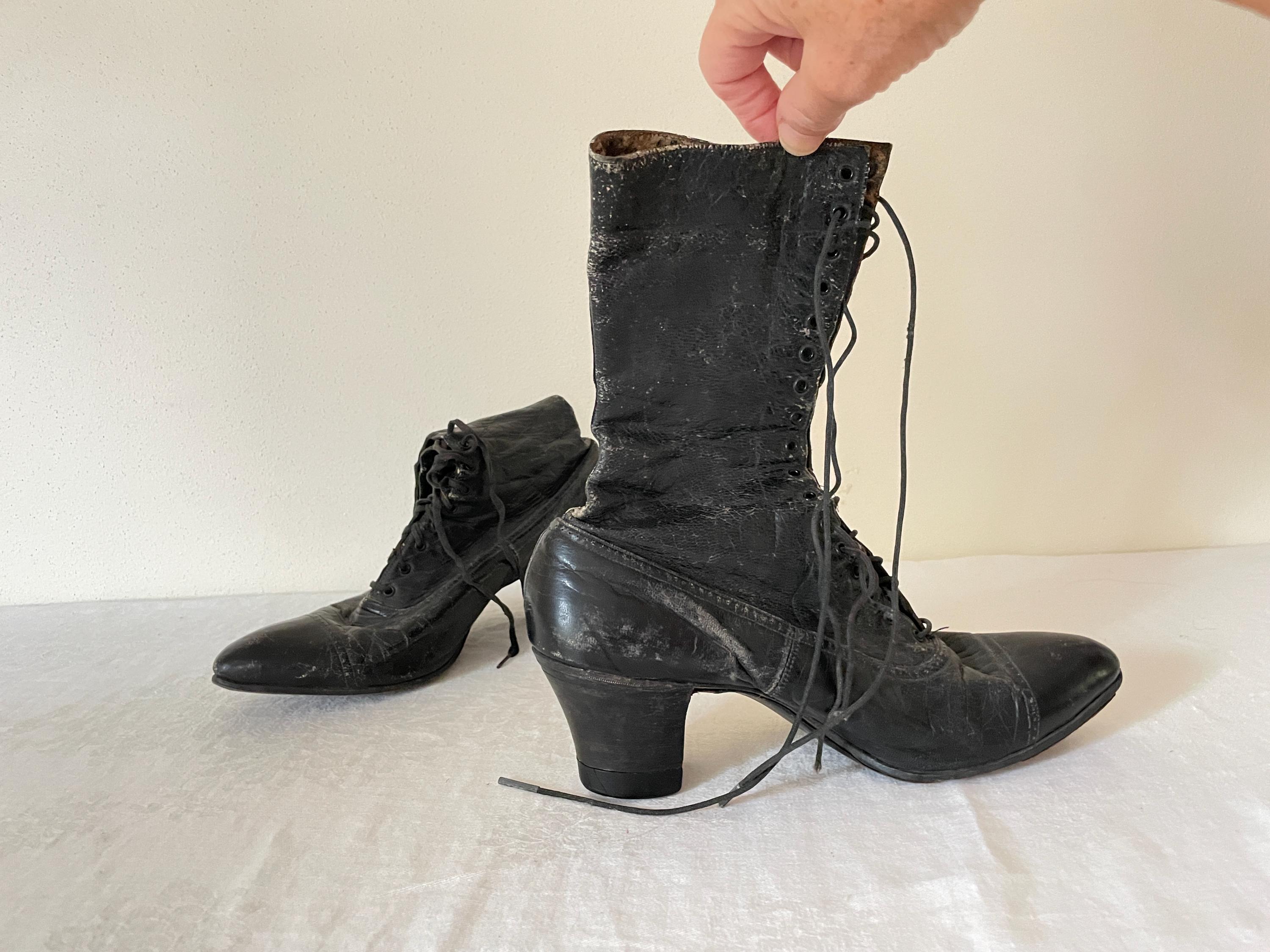 Viktorianische Lederstiefel Spitz Viktorianische Stiefel Für Damen