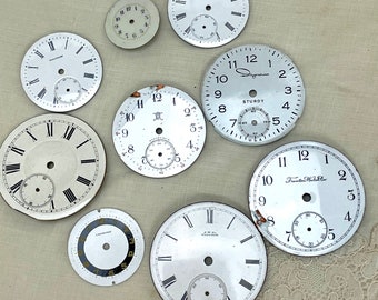 Antique watch parts | Antique watch faces | Enameled watch face | Old watch face collection at Kate's Vintage Market