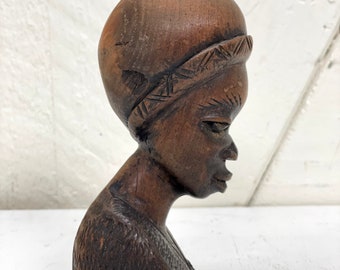 African Statue | African tribal figure | Vintage African women hand carved from very heavy wood at Kate's Vintage Market