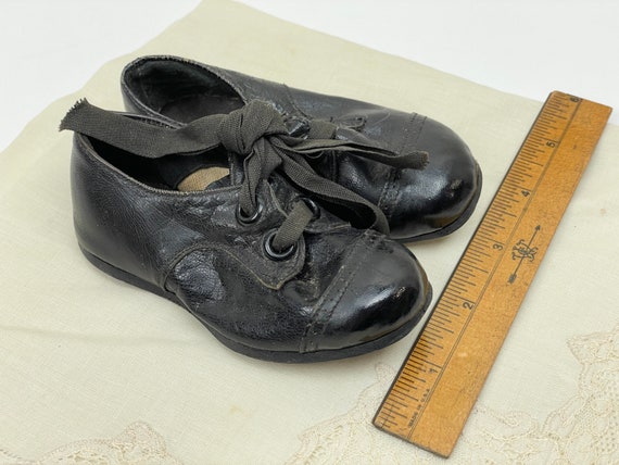 Victorian leather baby shoes | Antique black leat… - image 7