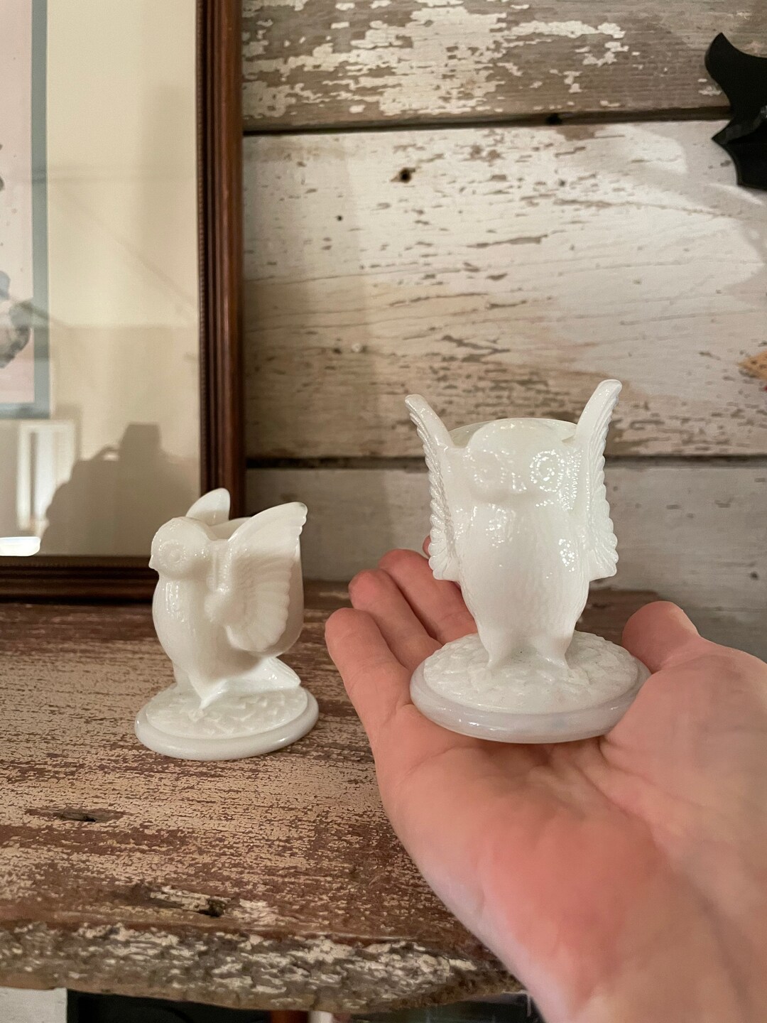 Owl Toothpick Holder White Milk Glass Owl Toothpick Holder Etsy