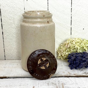 Antique Macomb Stoneware Crock: White Vintage Kitchen Container