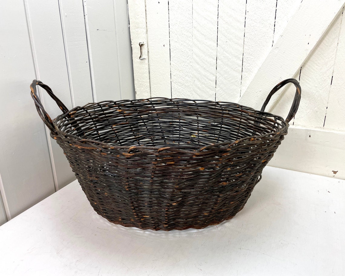 Vintage willow branch basket Handmade laundry basket at Etsy