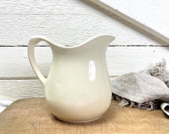 White ironstone pitcher (9 inches tall) | Collectable English ironstone | Ironstone serving ware | White English ironstone