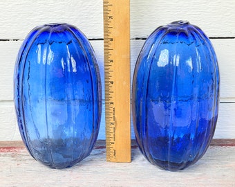 2 cobalt blue handblown vases | Glass vases | antique glass vases