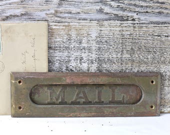 Vintage mail box plate old mailbox brass mailbox flap