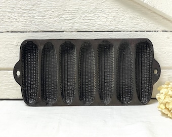 Vintage Wrought Iron Cornbread Pan: USA Made, 13x6 Inches