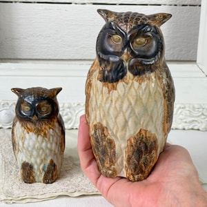Vintage Ceramic Owl Figurines - Japan Set - Kate&#39;s Vintage Market