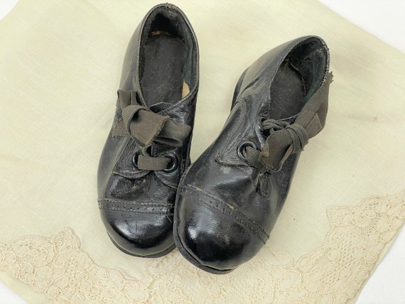 Victorian leather baby shoes | Antique black leat… - image 5