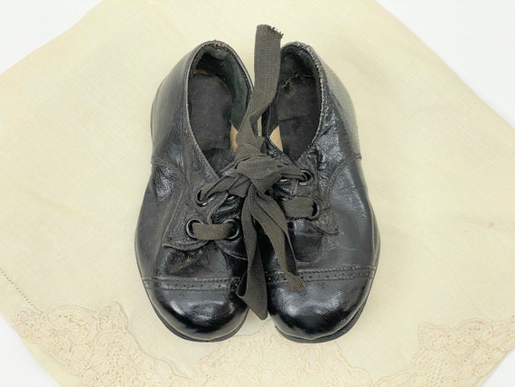 Victorian leather baby shoes | Antique black leat… - image 8