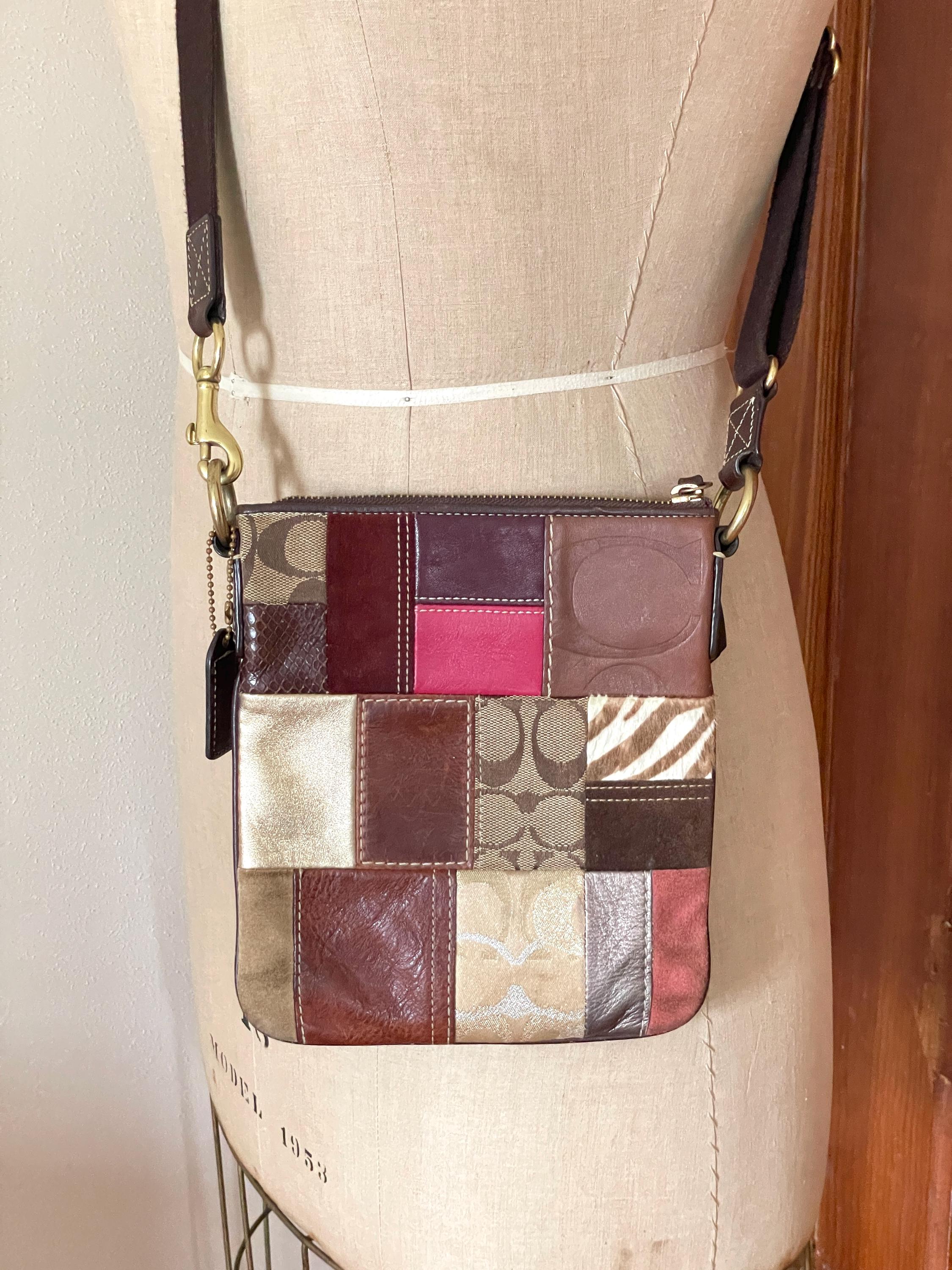 バッグ Coach Flower Patchwork suede vintage Bag Coach Patchwork Suede Exterior Large Bags & Handbags for