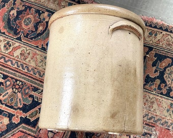 アンティーク陶器製壺 #4：素朴な茶色の内装、青い文字 - Etsy 日本