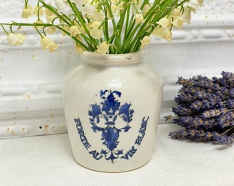 Antique french mustard jar | Collectable white mustard jars from France