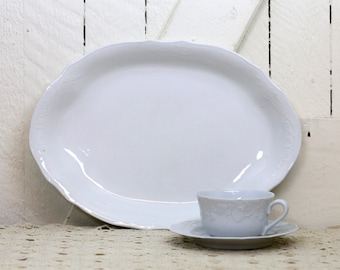 White English Ironstone Platter | Large ironstone platter | Scalloped edge serving platter at Kate's Vintage Market