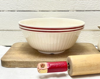 Vintage Gresley mixing bowl from England red rim bowl | English Gresley kitchen bowl medium to larger size| Farmhouse kitchen bowl