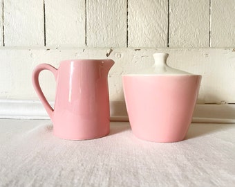 Pink cream and sugar set | Vintage creamer and sugar | Pink kitchen ware at Kate&#39;s Vintage Market