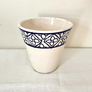 Vintage Blue & White Terracotta Planter - 5&quot;