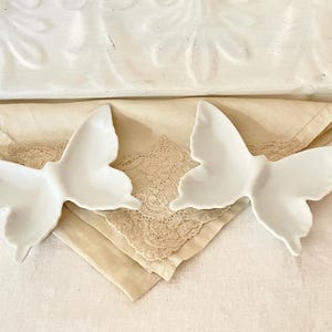 Vintage Porcelain Butterfly Dishes: OMC Japan, Set of 2