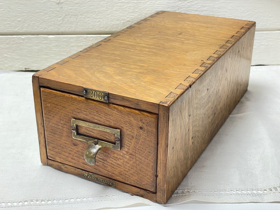 Vintage File Drawer Antique Oak File Drawer Antique Storage Box Library ...