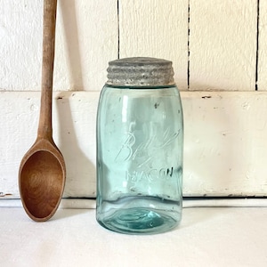 Antikes blaues Ball-Glas: 1800er Sammler-Einmachglas mit Zinkdeckel