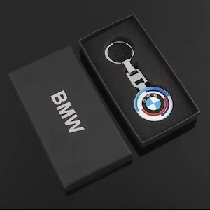 BMW用エンブレム付き丸型メタルカーキーチェーンペンダント