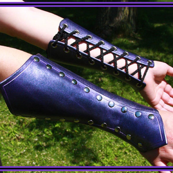 Corset Style Bracers Metallic Purple Antiqued