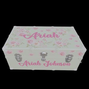 Personalized Summer Camp Trunk for Girls – Custom Floral & Butterfly Storage Chest with Name