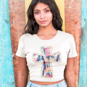Watercolor Boho Cross PNG – Faith Christian Heat Transfer Design – Sublimation File for Shirts, Totes, and Gifts