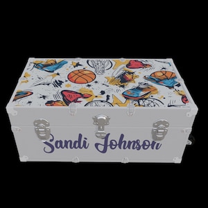 Custom Name Decal – Basketball Sports Graffiti Design for Summer Camp Trunk, Dorm & Storage