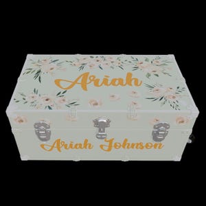 Custom Floral Trunk Name Decal | Personalized Chest Sticker | Girl Dorm Trunk Decor