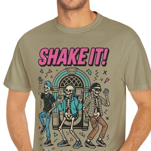 Tanzendes Skelett 90er Jahre Grafik-T-Shirt: Unisex-Halloween-Kostüm-T-Shirt-Nostalgie
